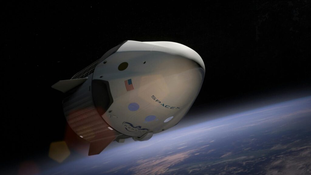 Cápsula Dragon de SpaceX IPO en órbita terrestre, representando el negocio espacial de la compañía
